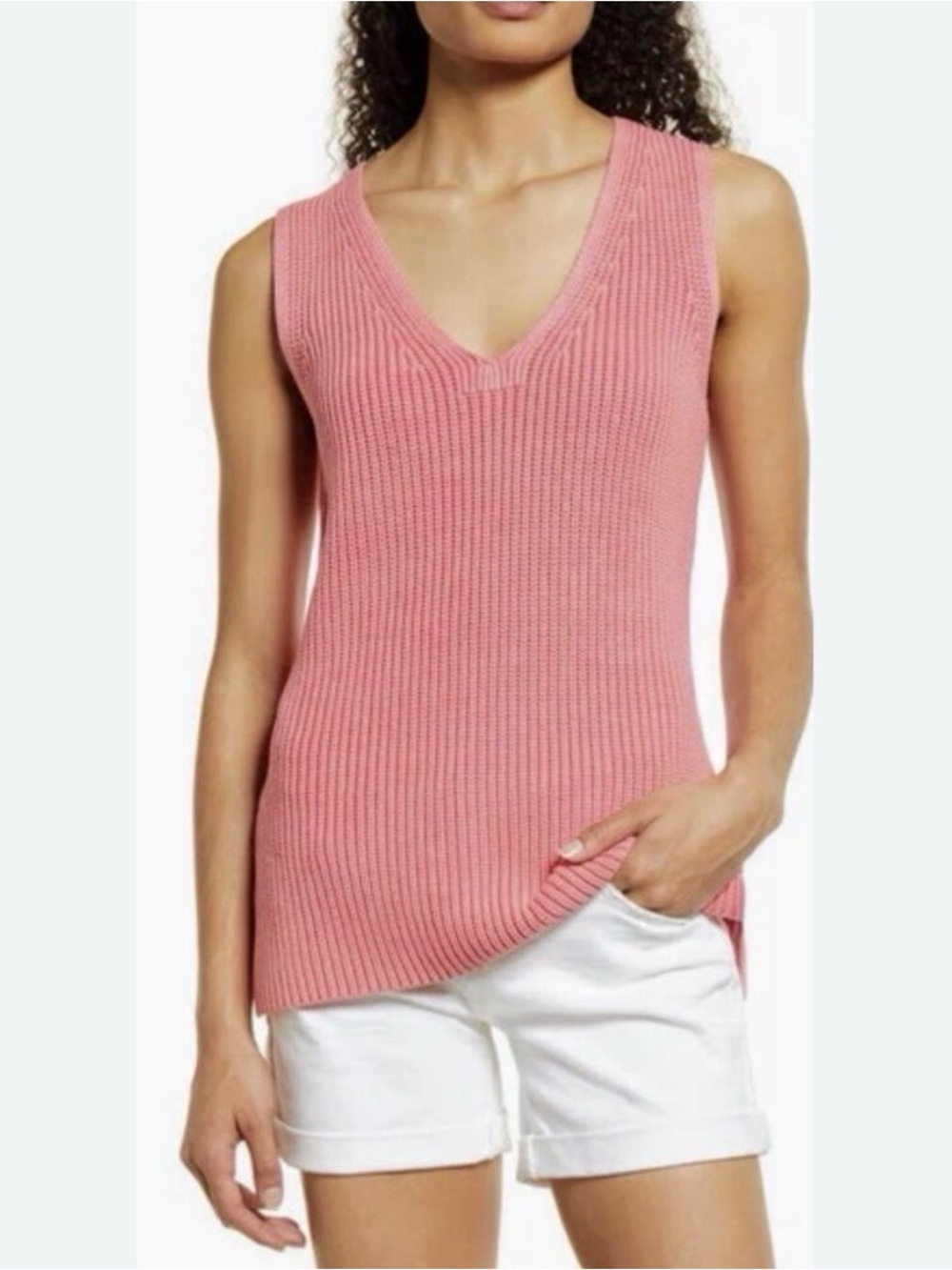 Tommy Bahama Belle Haven Sweater Tank top in coral Haze Medium